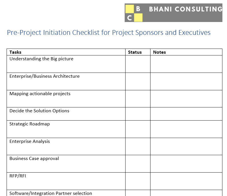 pre-project initiation checklist
